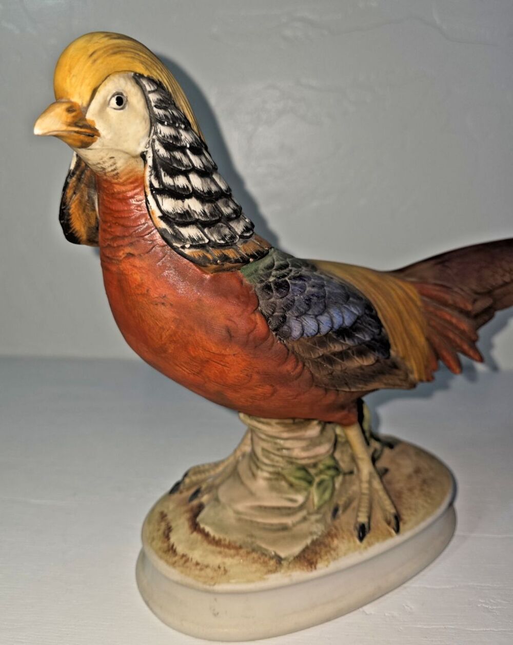 Vintage Golden Pheasant Statue Figurine Hand Painted Bird Game Andrea